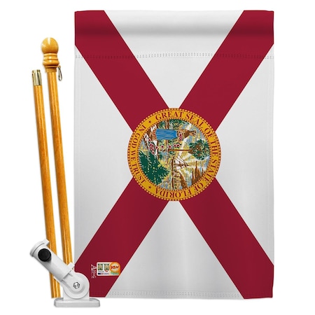 Americana Home & Garden AA-SS-HS-140510-IP-BO-D-US18-AG 28 X 40 In. Florida States Impressions Decorative Vertical Double Sided House Flag Set & Pole 